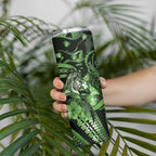 Personalised Maori Romantic Valentine Skinny Tumbler The Hongi Kiss Green Galaxy