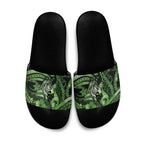 Maori Romantic Valentine Slide Sandals The Hongi Kiss Green Galaxy