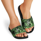 Maori Romantic Valentine Slide Sandals The Hongi Kiss Green Galaxy