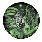 Maori Romantic Valentine Spare Tire Cover The Hongi Kiss Green Galaxy