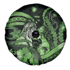 Maori Romantic Valentine Spare Tire Cover The Hongi Kiss Green Galaxy