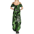Personalised Maori Romantic Valentine Summer Maxi Dress The Hongi Kiss Green Galaxy