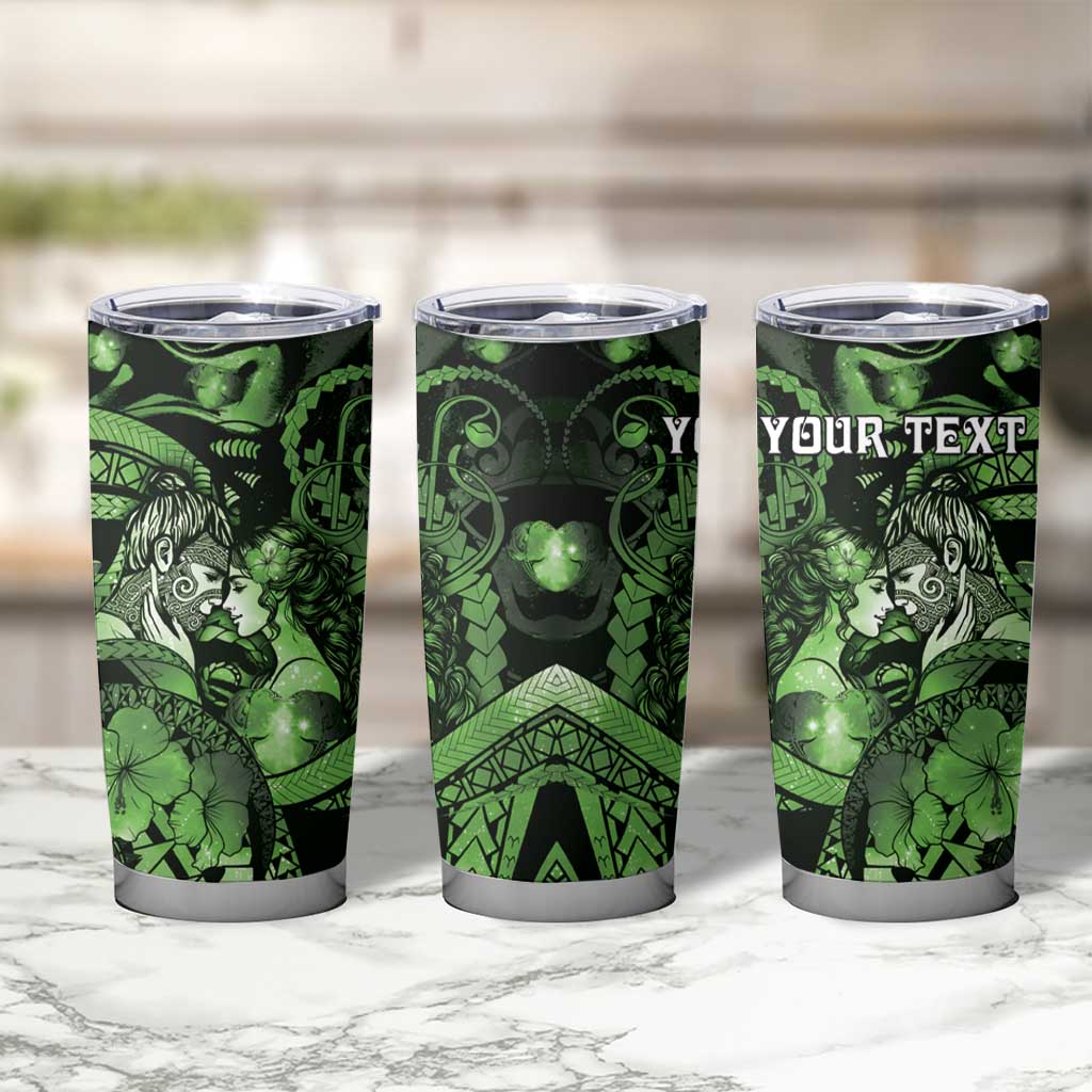 Personalised Maori Romantic Valentine Tumbler Cup The Hongi Kiss Green Galaxy