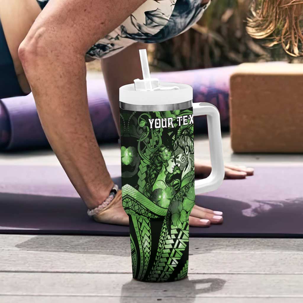 Personalised Maori Romantic Valentine Tumbler With Handle The Hongi Kiss Green Galaxy