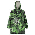 Personalised Maori Romantic Valentine Wearable Blanket Hoodie The Hongi Kiss Green Galaxy