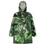 Personalised Maori Romantic Valentine Wearable Blanket Hoodie The Hongi Kiss Green Galaxy