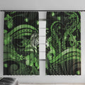 Maori Romantic Valentine Window Curtain The Hongi Kiss Green Galaxy