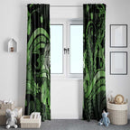 Maori Romantic Valentine Window Curtain The Hongi Kiss Green Galaxy