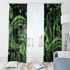 Maori Romantic Valentine Window Curtain The Hongi Kiss Green Galaxy