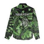 Personalised Maori Romantic Valentine Women Casual Shirt The Hongi Kiss Green Galaxy
