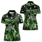 Personalised Maori Romantic Valentine Women Polo Shirt The Hongi Kiss Green Galaxy