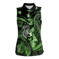 Personalised Maori Romantic Valentine Women Sleeveless Polo Shirt The Hongi Kiss Green Galaxy