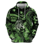 Personalised Maori Romantic Valentine Zip Hoodie The Hongi Kiss Green Galaxy