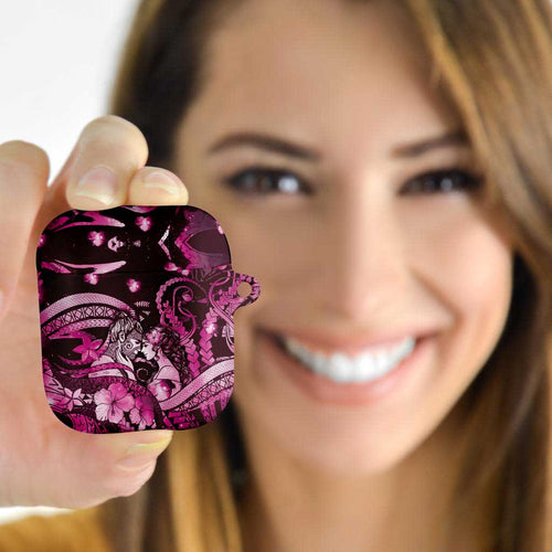 Maori Romantic Valentine AirPods Case The Hongi Kiss Pink Galaxy