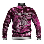 Personalised Maori Romantic Valentine Baseball Jacket The Hongi Kiss Pink Galaxy