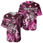 Personalised Maori Romantic Valentine Baseball Jersey The Hongi Kiss Pink Galaxy