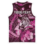 Personalised Maori Romantic Valentine Basketball Jersey The Hongi Kiss Pink Galaxy