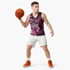 Personalised Maori Romantic Valentine Basketball Jersey The Hongi Kiss Pink Galaxy