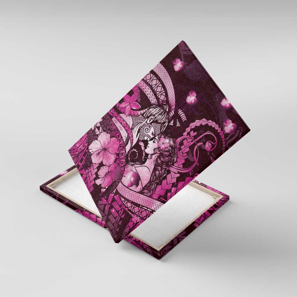 Maori Romantic Valentine Canvas Wall Art The Hongi Kiss Pink Galaxy