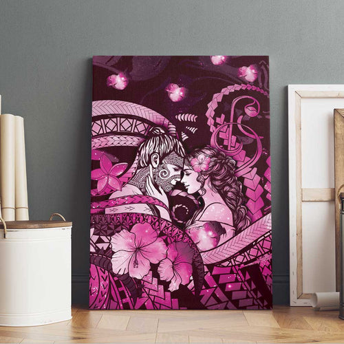Maori Romantic Valentine Canvas Wall Art The Hongi Kiss Pink Galaxy