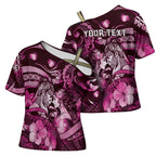 Personalised Maori Romantic Valentine Cross Shoulder Shirt The Hongi Kiss Pink Galaxy