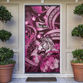 Personalised Maori Romantic Valentine Door Cover The Hongi Kiss Pink Galaxy