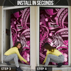 Personalised Maori Romantic Valentine Door Cover The Hongi Kiss Pink Galaxy