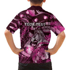 Personalised Maori Romantic Valentine Family Matching Off Shoulder Maxi Dress and Hawaiian Shirt The Hongi Kiss Pink Galaxy