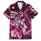 Personalised Maori Romantic Valentine Family Matching Tank Maxi Dress and Hawaiian Shirt The Hongi Kiss Pink Galaxy