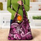 Maori Romantic Valentine Grocery Bag The Hongi Kiss Pink Galaxy