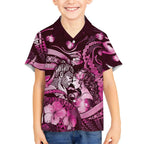 Personalised Maori Romantic Valentine Hawaiian Shirt The Hongi Kiss Pink Galaxy