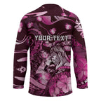 Personalised Maori Romantic Valentine Hockey Jersey The Hongi Kiss Pink Galaxy