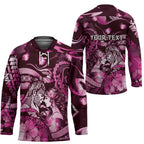 Personalised Maori Romantic Valentine Hockey Jersey The Hongi Kiss Pink Galaxy