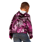 Personalised Maori Romantic Valentine Kid Hoodie The Hongi Kiss Pink Galaxy