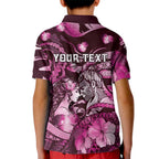 Personalised Maori Romantic Valentine Kid Polo Shirt The Hongi Kiss Pink Galaxy