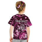 Personalised Maori Romantic Valentine Kid T Shirt The Hongi Kiss Pink Galaxy
