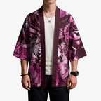 Personalised Maori Romantic Valentine Kimono The Hongi Kiss Pink Galaxy