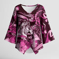 Personalised Maori Romantic Valentine Kimono Sleeve Blouse The Hongi Kiss Pink Galaxy