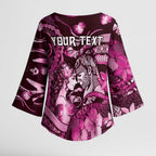 Personalised Maori Romantic Valentine Kimono Sleeve Blouse The Hongi Kiss Pink Galaxy