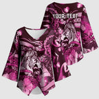 Personalised Maori Romantic Valentine Kimono Sleeve Blouse The Hongi Kiss Pink Galaxy