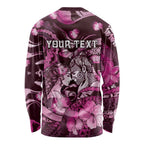 Personalised Maori Romantic Valentine Long Sleeve Shirt The Hongi Kiss Pink Galaxy