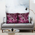Maori Romantic Valentine Pillow Cover The Hongi Kiss Pink Galaxy