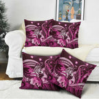 Maori Romantic Valentine Pillow Cover The Hongi Kiss Pink Galaxy