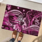 Maori Romantic Valentine Rubber Doormat The Hongi Kiss Pink Galaxy