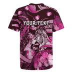 Personalised Maori Romantic Valentine Rugby Jersey The Hongi Kiss Pink Galaxy