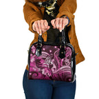 Maori Romantic Valentine Shoulder Handbag The Hongi Kiss Pink Galaxy