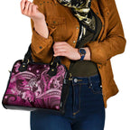 Maori Romantic Valentine Shoulder Handbag The Hongi Kiss Pink Galaxy