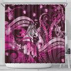 Maori Romantic Valentine Shower Curtain The Hongi Kiss Pink Galaxy