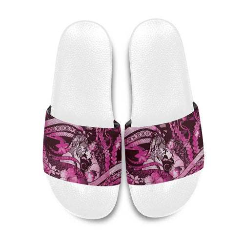 Maori Romantic Valentine Slide Sandals The Hongi Kiss Pink Galaxy