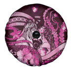 Maori Romantic Valentine Spare Tire Cover The Hongi Kiss Pink Galaxy